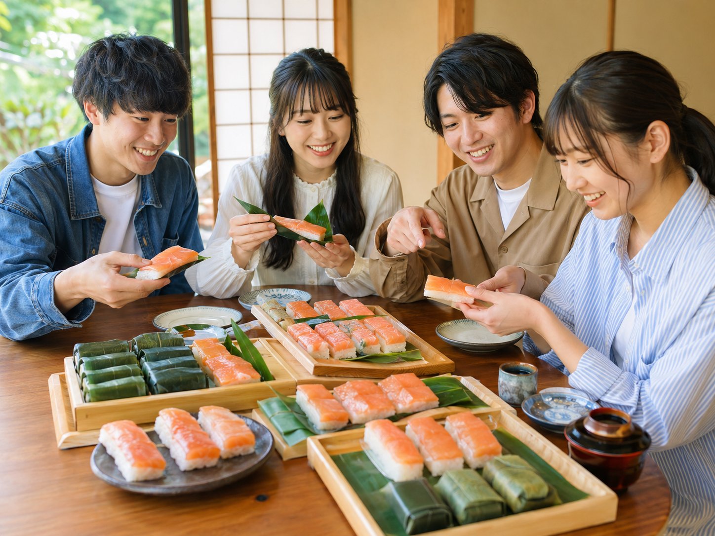 富山名物ますのすしの食べ比べを楽しむイメージ