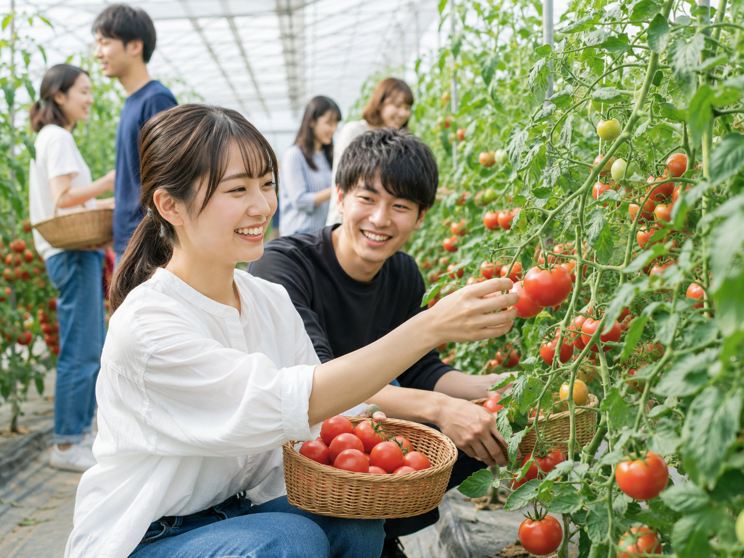 JA全農とやまの実証圃で行うトマト収穫体験のイメージ