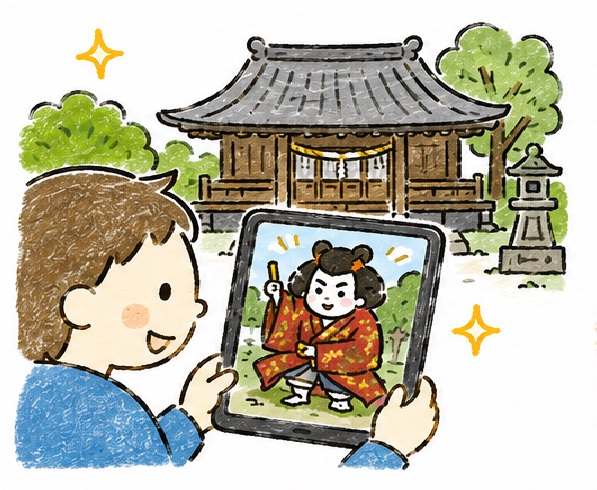 杉森八幡社のAR体験イメージ